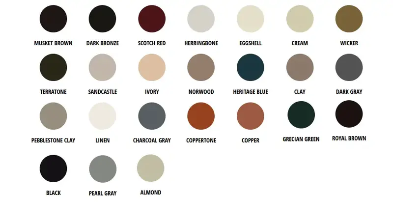 Guttershell color chart - Need: 400x300px image showing color swatches or chart