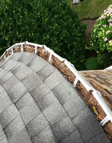 Professional gutter cleaning - Need: 600x500px image of technician cleaning gutters